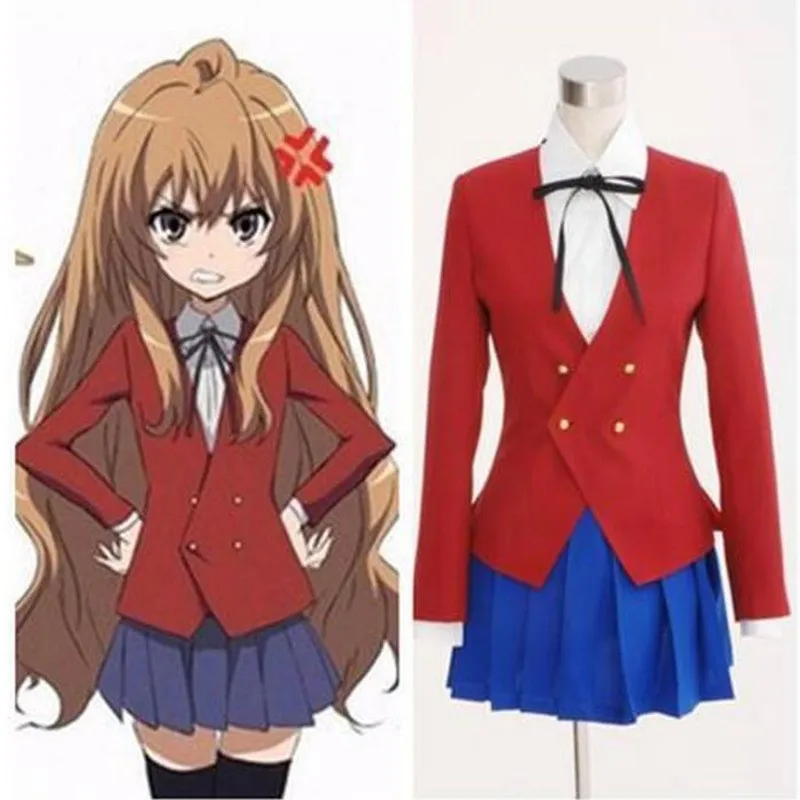 Костюм из аниме тигровый дракон косплей пиджак и юбка Айсака тайги