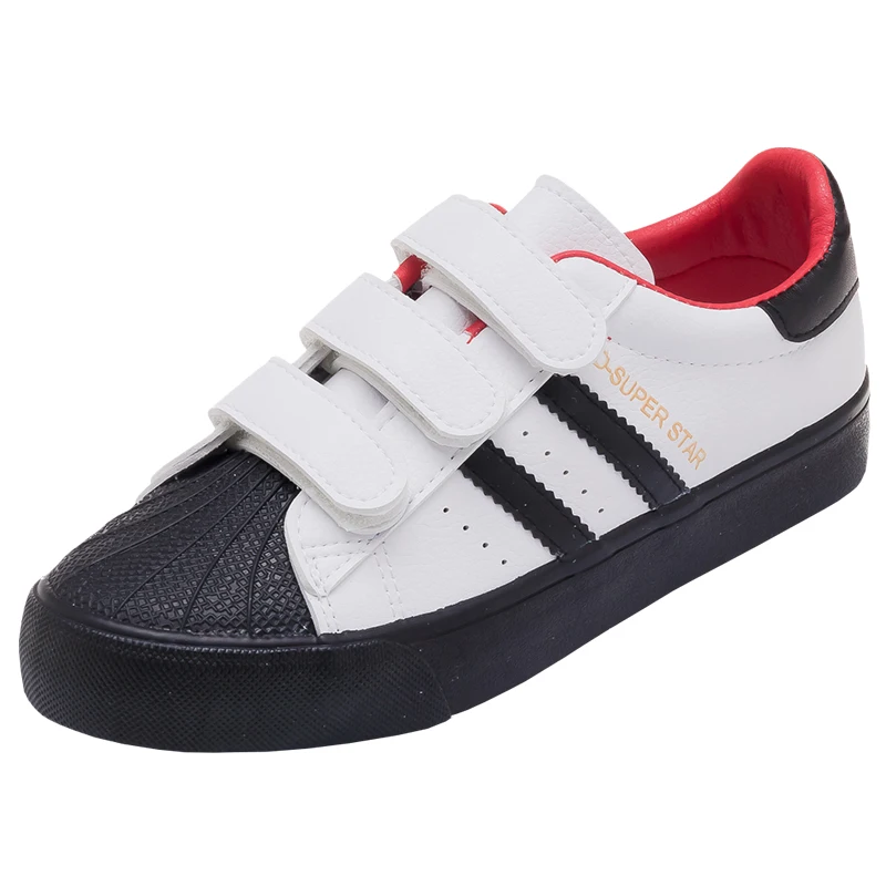 

Women White Shoes Hook and Loop PU Leather Spring and Autumn Platform Breathable Flats Green Red Casual Sneakers