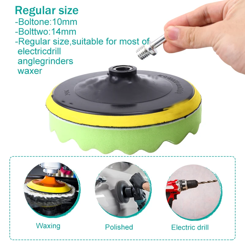

Car Sponge Polishing Pad Kit Buffing Pad 3''4''5''6''7''inch M10/14 Thread Abrasive Polisher Drill Adapter Waxing Tool Accessory