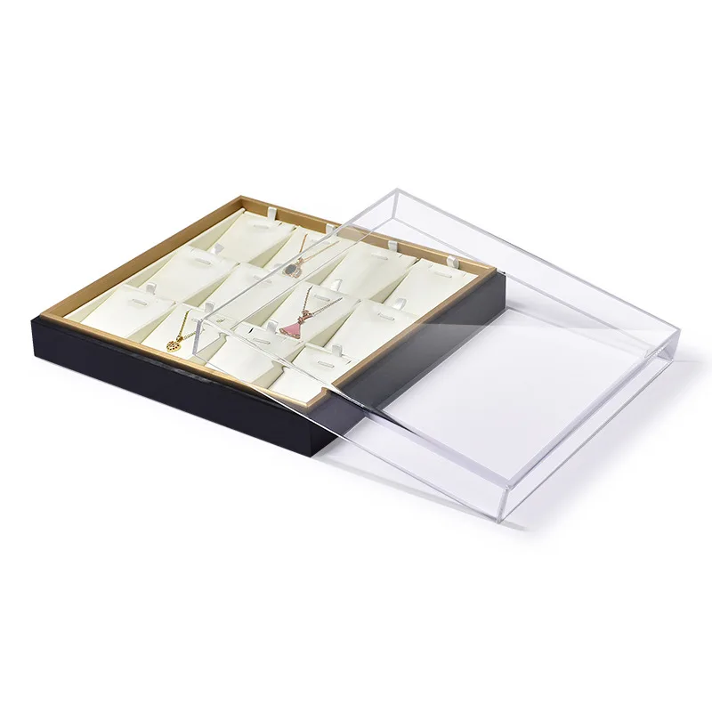 Acrylic cover jewelry display tray with cover dustproof ring earrings necklace tray jewelry storage box jewelry packaging