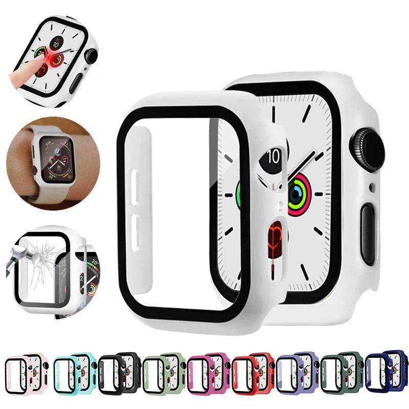 

Glass+Case for Apple Watch Serie 6 5 4 3 SE 44mm 40mm IWatch Case 42mm 38mm Bumper Screen Protector+Cover Apple Watch Accessorie
