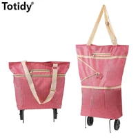 shopping food organizer trolley bag on wheels bags folding shopping bags portable small pull cart buy vegetables bag tug package
