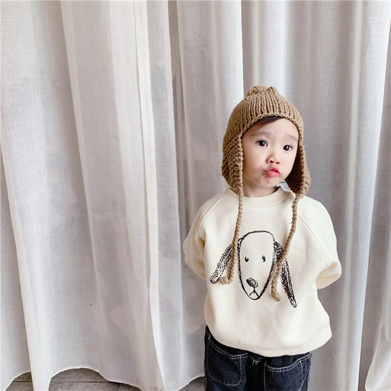 

Fashion Cartoon Fleece Thicken Sweatshirts For Children Winter Korean Style Boys And Girls Soft Warm Pullover 2021 New Clothing