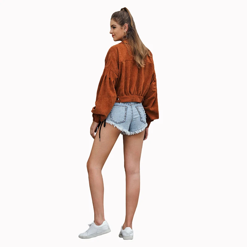 Модная женская куртка Вельветовая стеганая универсальная короткая повседневная