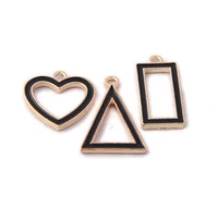20pcpack black color geometric triangle heart rectangle enamel charms diy accessories for necklace bracelet headdress
