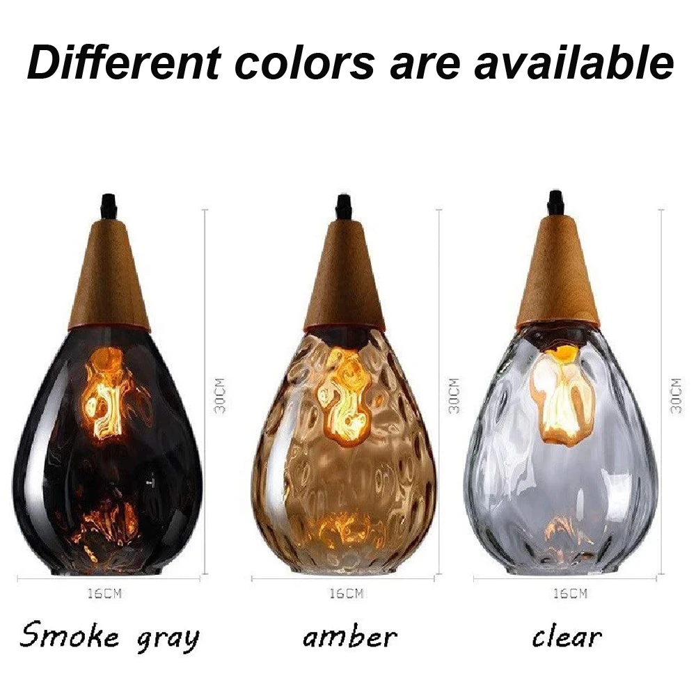 Скандинавский светодиодный подвесной светильник s капли воды стекло дерево