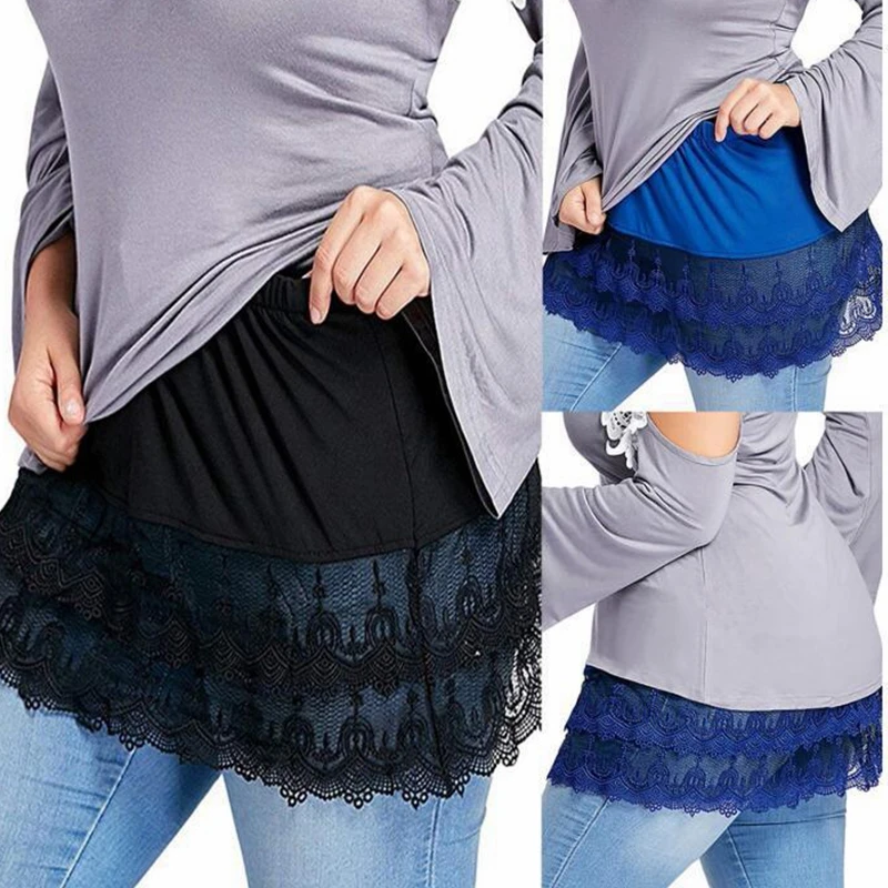 

Мини-юбка Lugentolo Женская кружевная, модная уличная трапециевидная однотонная пикантная плиссированная юбка, большие размеры