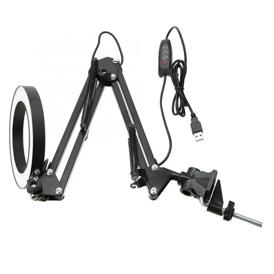 Складная Настольная лампа Eyecare Гибкая с зажимом USB трехтоновый Настольный