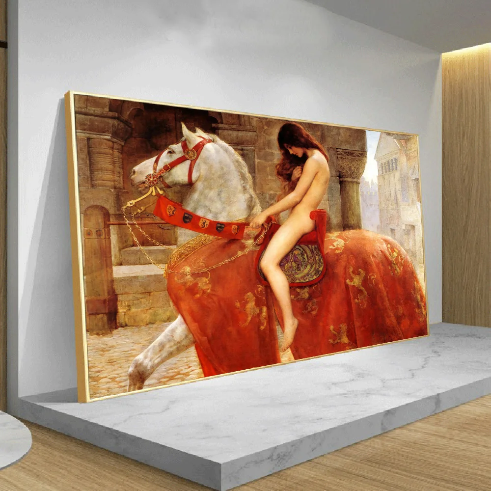 

Europe Classical Lady Godiva Ride Horse Famous Nude Oil Painting On Canvas Art Posters And Prints Wall Pictures For Living Room