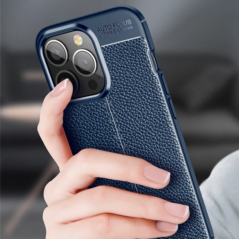 For iPhone 13 Pro Case For iPhone 11 Pro Max 12 mini SE 2020 Cover Luxury Leather Soft Silicone Shockproof TPU Bumper Phone Case
