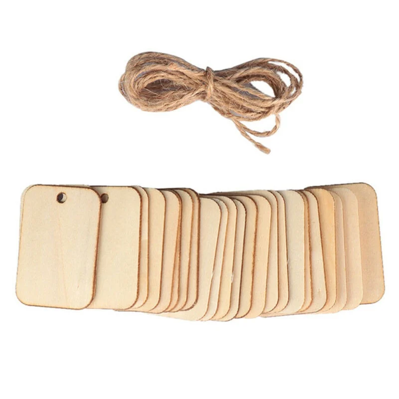 

DIY Engravin 50pcs Ornament Wood Planks Tags Wooden Hanging Labels Sheet