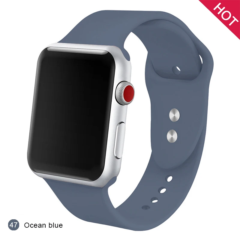 Ремешок для часов для Apple 38 мм 42 мм iWatch 5 ремешок 44 мм 40 мм Ремень спортивный силиконовый браслет часы аксессуары для Apple 5 4 3 2 1 - Цвет ремешка: 47