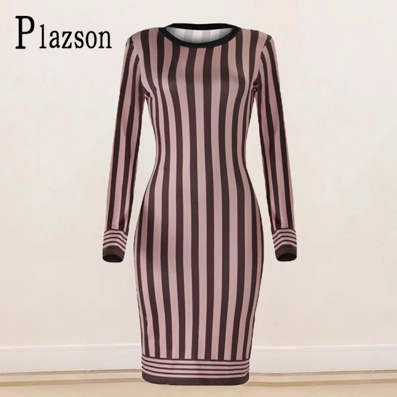 Летние женские элегантные сапоги до колена Длина Платье с принтом в полоску