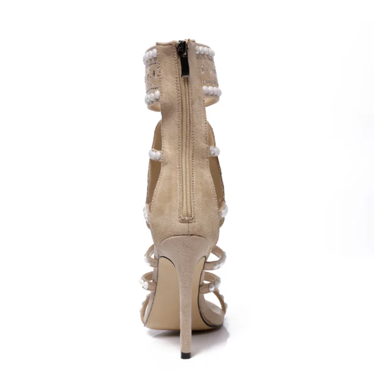 

Women Fashion Open Toe Rhinestone High Heel Sandals Crystal Ankle Wrap Glitter Diamond Gladiator Hollow Out Roman Women Shoes