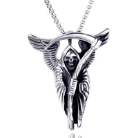 316l stainless steel necklace 3d satan grim reaper sickle pendant charm necklace gothic rock hip hop jewelry do not fade
