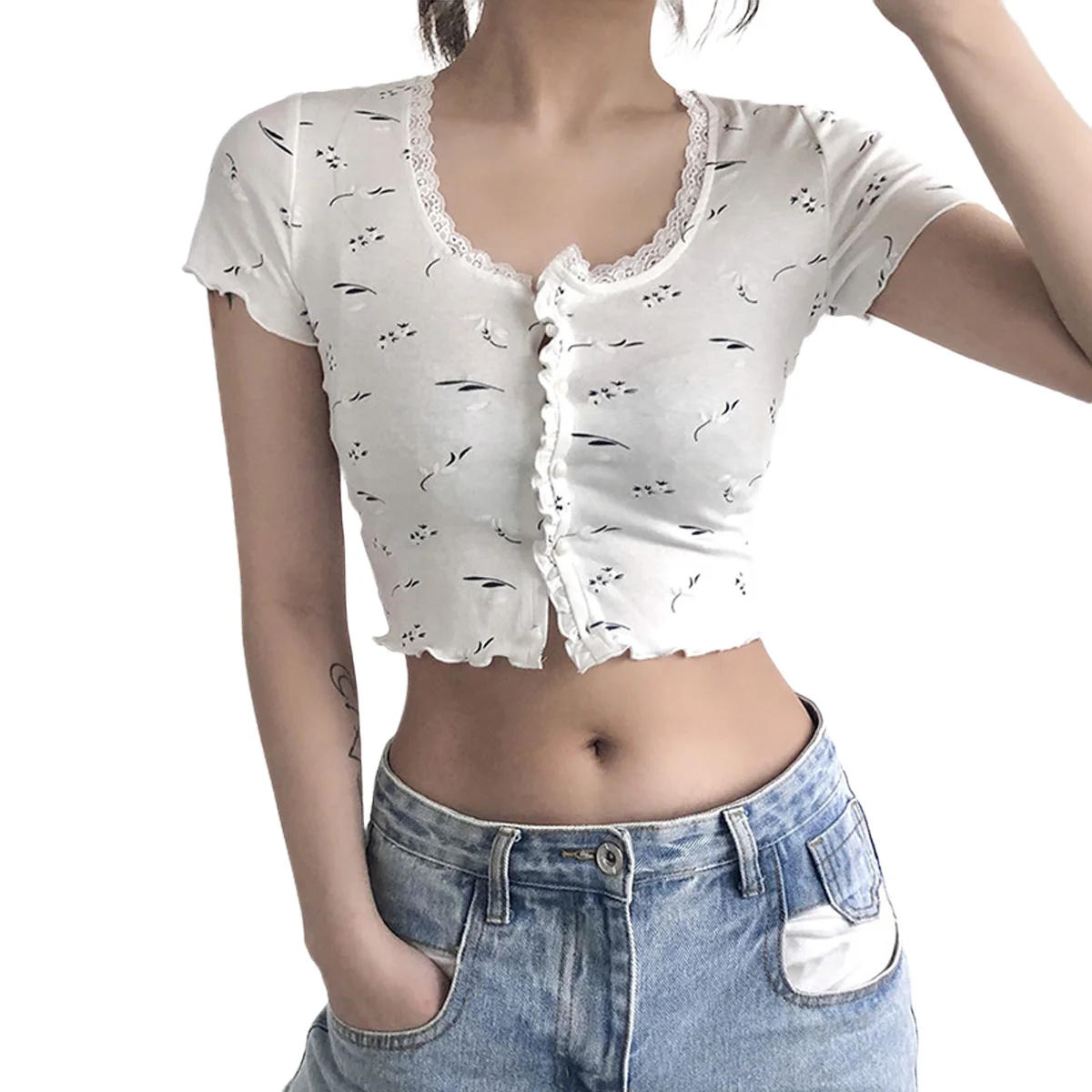 Новое поступление женский летний топ с коротким рукавом корейская мода