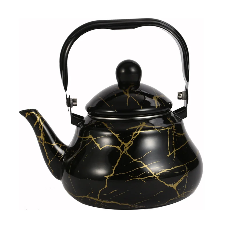 

1Pc Marble Pattern Water Pot Household Kettle Pear-shaped Water Kettle (Black)