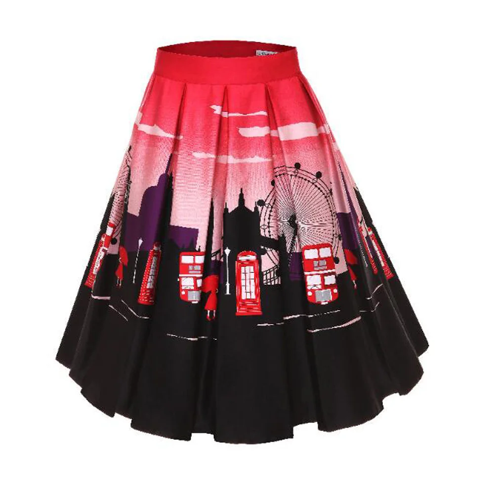 Женская винтажная юбка с высокой талией и цветочным принтом | одежда