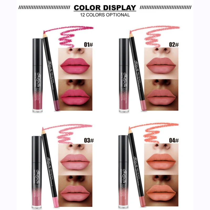 12 видов цветов матовая губная помада блеск для губ Водонепроницаемый Матовая