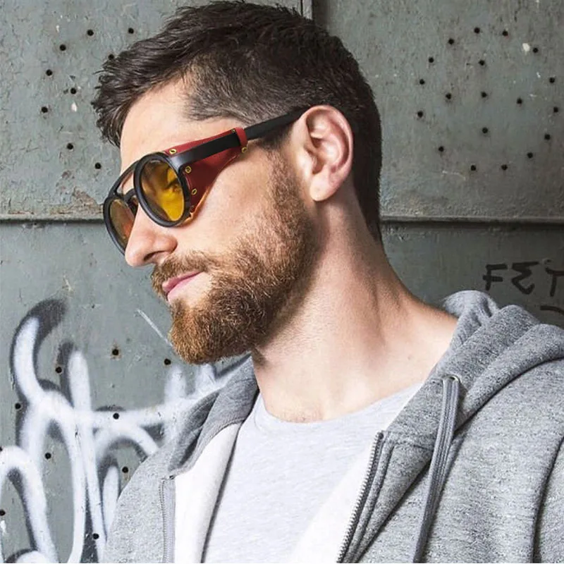 

New Steampunk Sunglasses Brand Design Round Sunglass Men Women Vintage Punk Sun glasses UV400 Shades Eyewear Oculos de sol