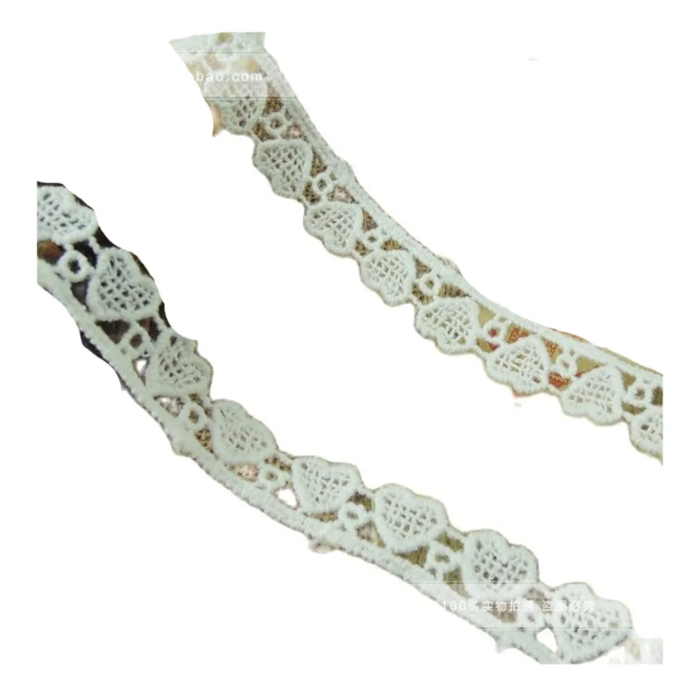 

1Yard Latest Lace Trim Wedding Bridal Diy Lace Fabrics High Quality Cotton Lace Fabric Love Hollow Ribbon encajes YU39