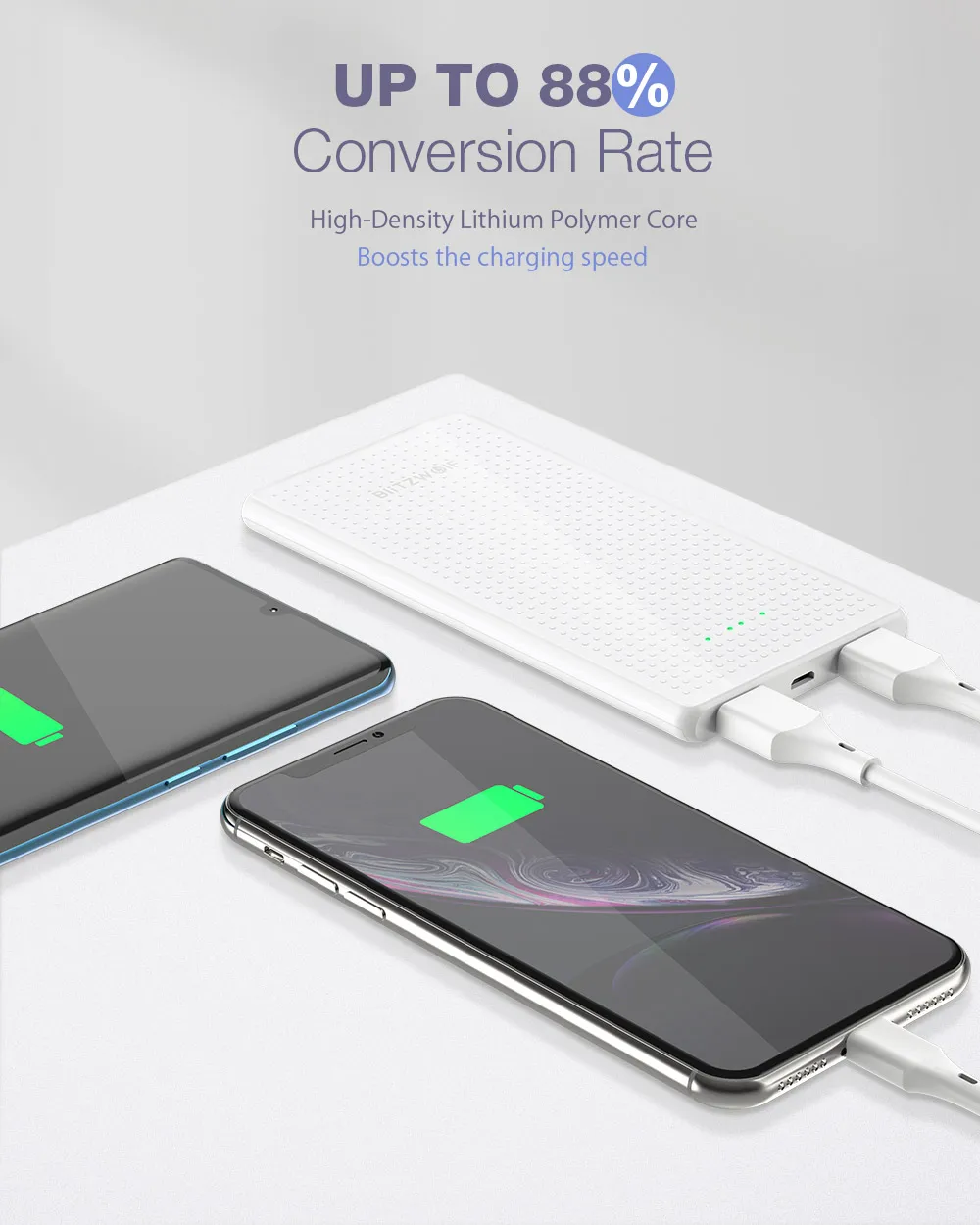 BlitzWolf BW-P7 5000mAh тонкий дизайн USB банк питания для iPhone 11 Pro X XS Max 8 Plus для samsung S9/S9+ S8 Note 9-белый