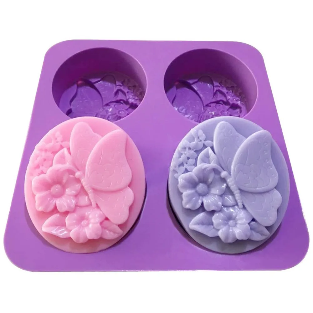 Цветочная форма для мыла торта ручные инструменты 4 отверстия выпечки