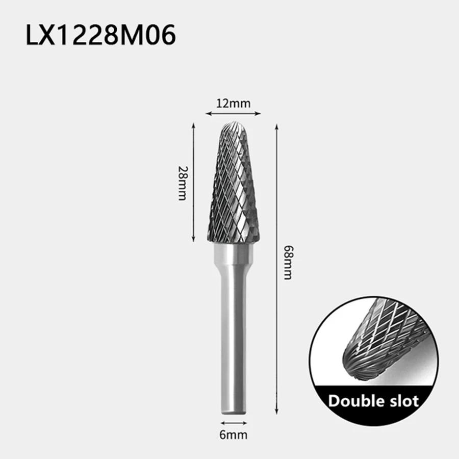 1 шт. Г-образный карбидный роторный напильник L LX1228M06 коническая купольная Вольфрамовая сталь фреза сплав Шлифовальная головка гравировальные инструменты 6 мм
