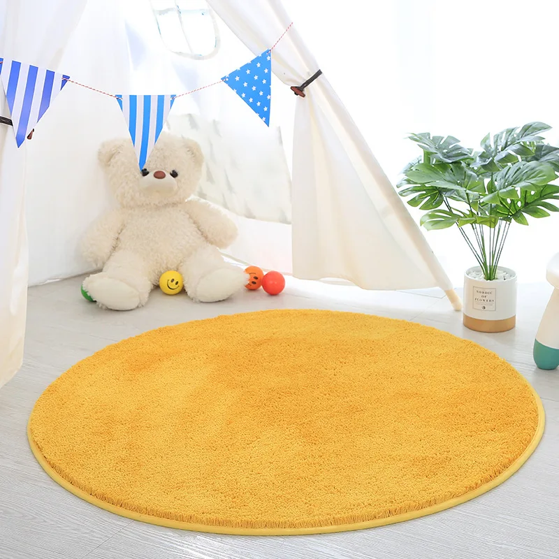 

Modern Round Carpet Rug Minimalist Solid Color Shaggy Floor Mat Bedroom Carpet Soft Furry Mat for Living Room Computer Chair