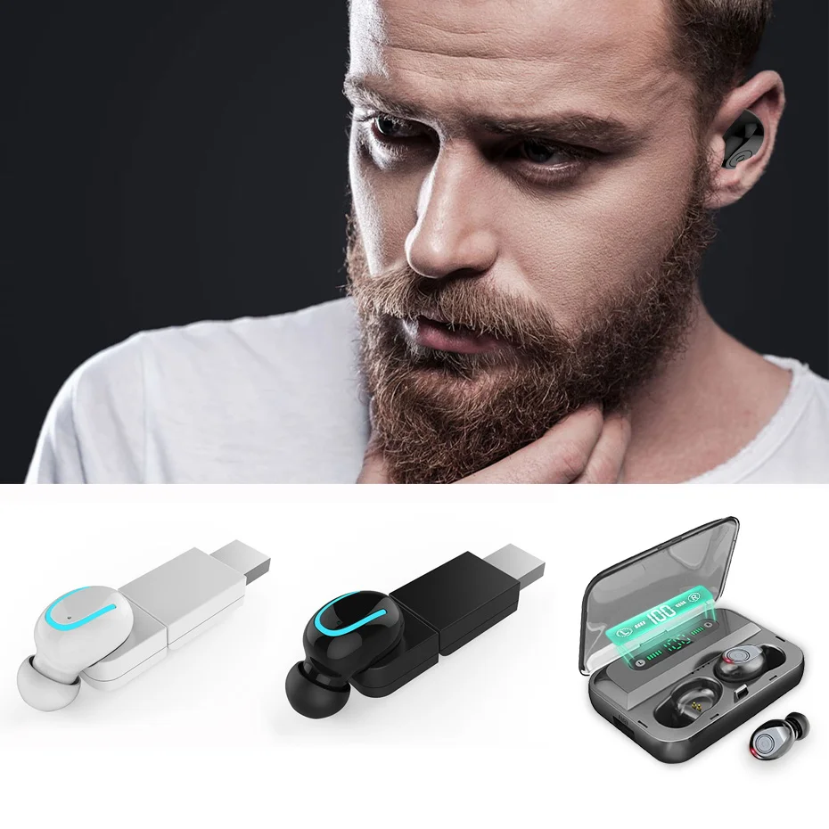 Наушники для ТВ Беспроводной, bluetooth-гарнитура с микрофоном стерео наушники мини в ухо двойной микрофон с зарядной коробкой