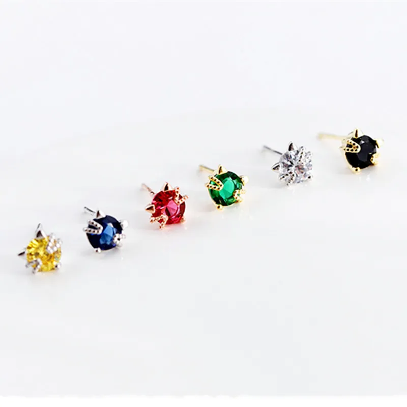 Черный красный CZ Мини милый котенок котик серьги гвоздики для женщин детей