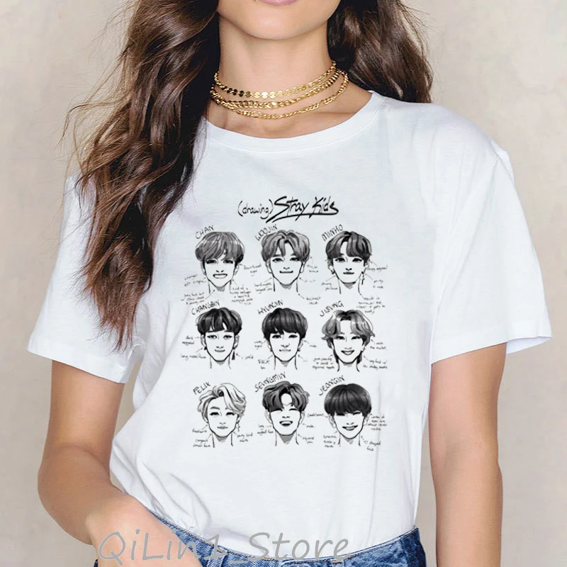 

Ropa Mujer 2022 Stray Kids Kpop Tshirt Women Plus Size Funny T Shirts Harajuku Ulzzang Shirt StrayKids Female T-Shirt