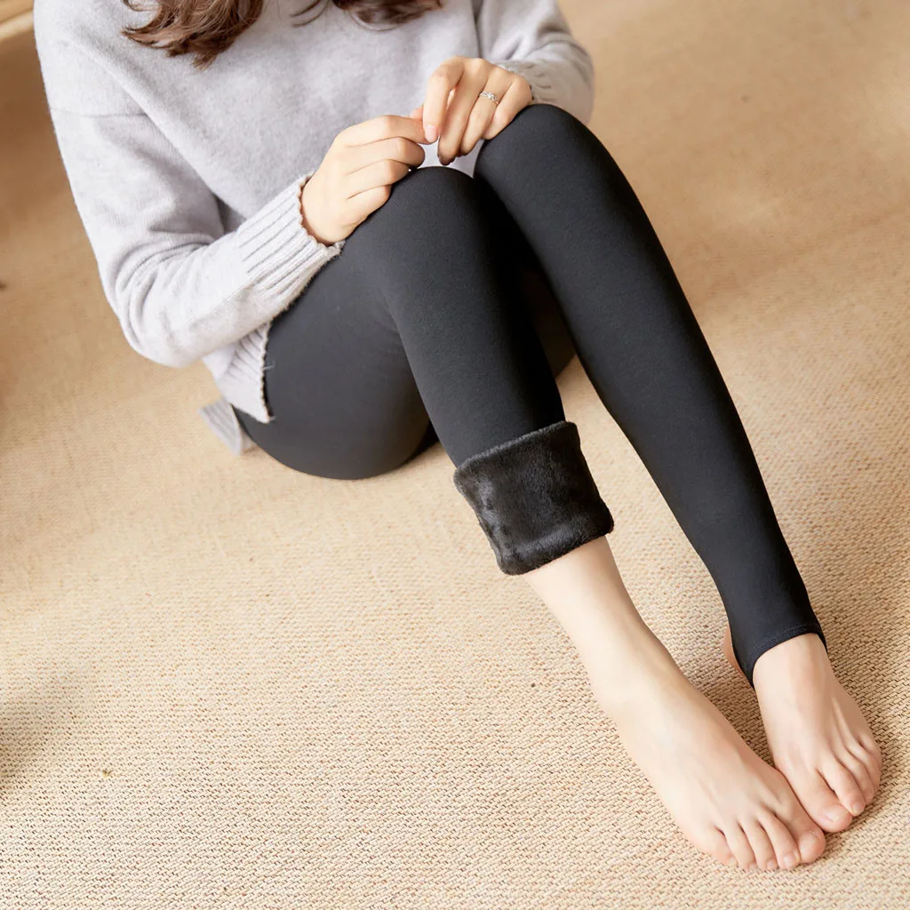 Новые модные женские леггинсы осень зима удобные плюс бархатные брюки стрейч тонкие леггинсы плюшевые брюки Polainas