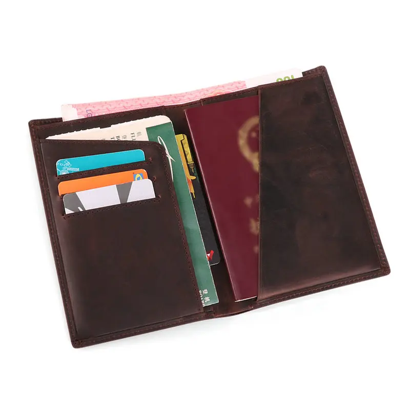 coffee passportcover GENODERN, Мужская Обложка для паспорта из коровьей кожи, Винтажный Мужской кошелек с держателем для паспорта, мужской чехол - Цвет: coffee passportcover