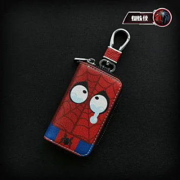 Spider man Чехол для ключей с героями мультфильмов и супергероями, маленькие кошельки для ключей, Марвел, летучая мышь, Человек-паук, Железный человек, кожаная сумка для ключей, милые брелки на молнии - Цвет: Spider man