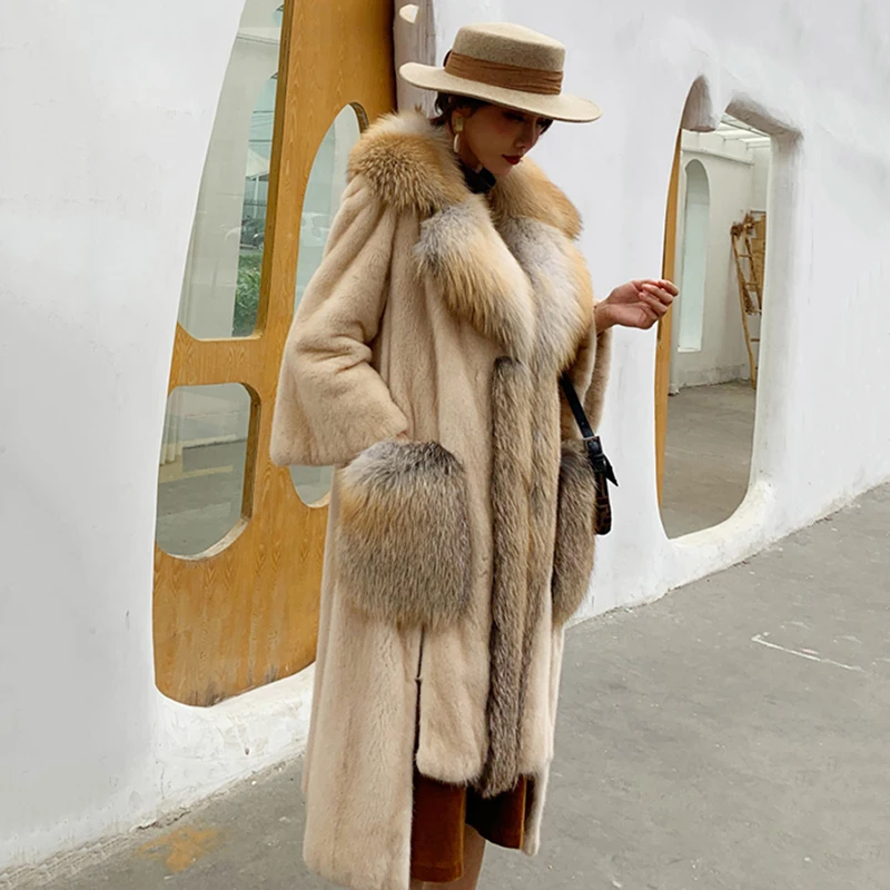 Зимняя импортная Корона Ftangaiur 2021 бархатная норковая шуба Женское пальто с