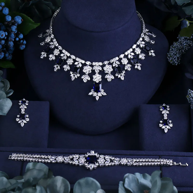 Роскошные жёлтые циркониевые Серьги Ожерелье Браслет Ювелирный Комплект