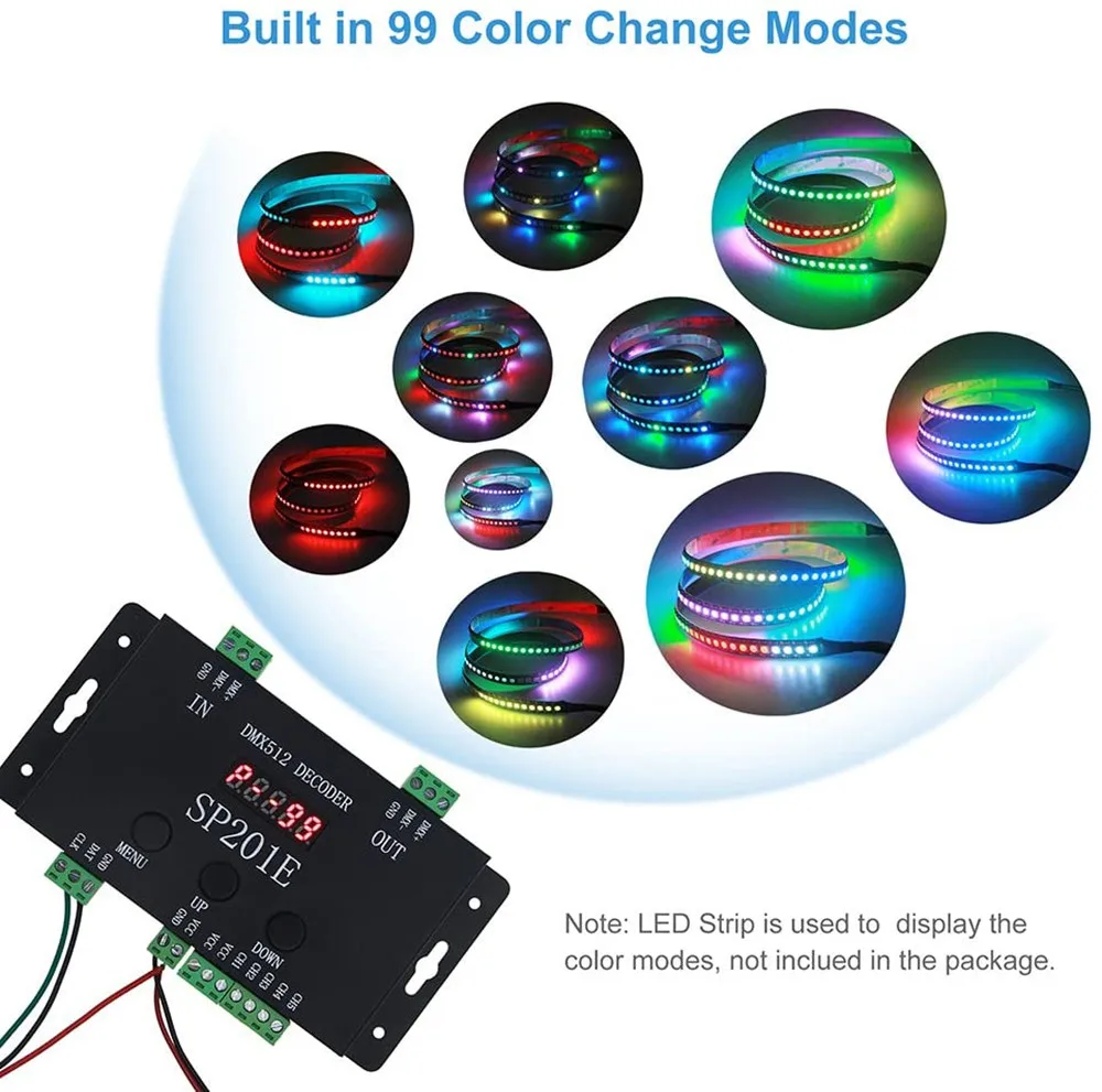 DC5V-24V DMX512 Decoder controller SP201E SPI Signal Addressable IC RGB led Pixel 5 Channel PWM Output ws2811 2812 1903 strips | Лампы и
