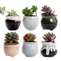 6pcs creative ceramic succulent plant flower pot variable flow glaze for home room office seedsplants plant pot without plant