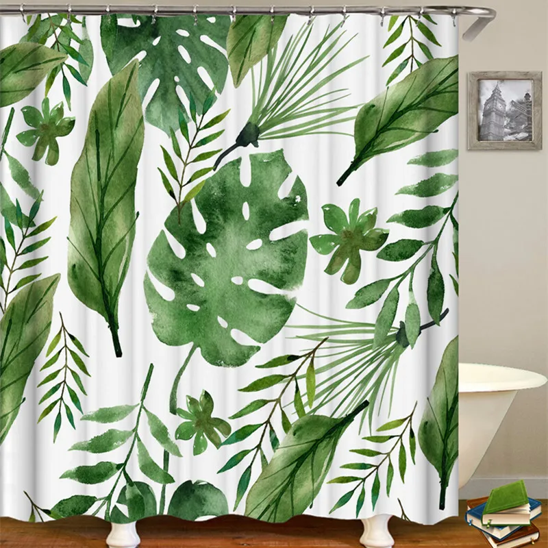 Тропические растения полиэстер ткань ванна шторка для ванной украшения