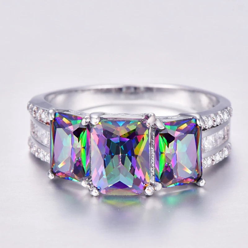 Разноцветное кольцо из ed циркония Дамское фиолетовое роскошное ювелирное