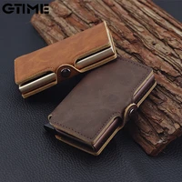 business credit card holder men multifunction automatic aluminium alloy leather cards case mini wallet slim coin pursezynwy 332