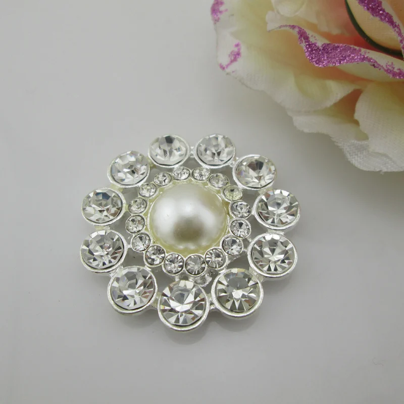 

5pcs Sparking Large Flatback Ivory Pearl Rhinestone Button for Hairdress 38mm