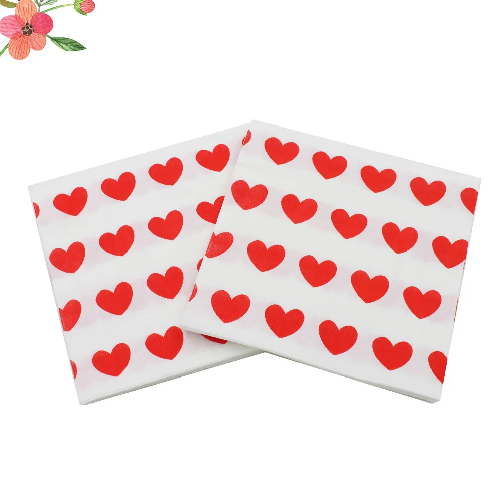 

40pcs Heart Printed Napkins Valentine's Day Paper Towel Facial Tissue Fashion Napkin for Party Banquet Daily Use
