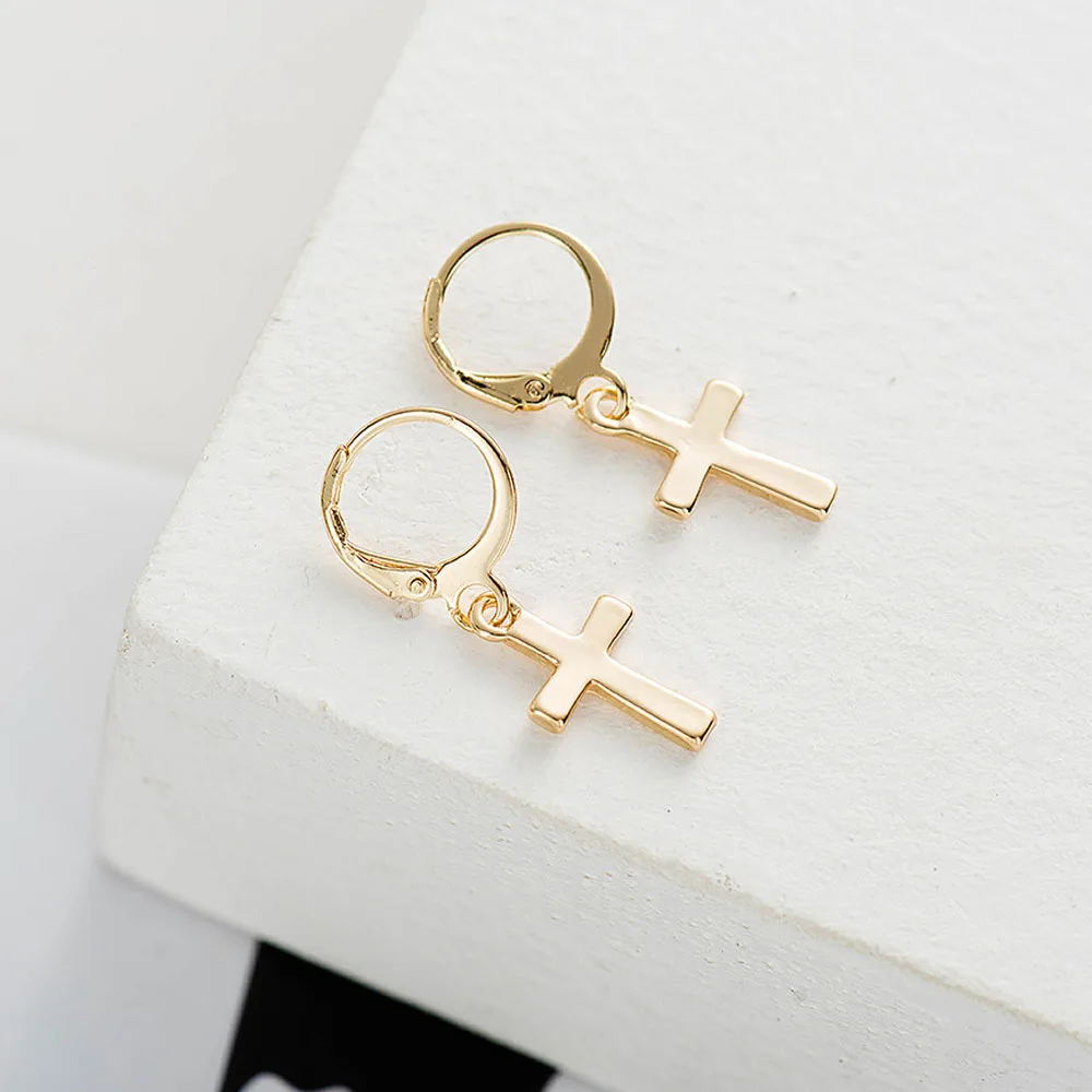 Wild New Tiny Hoop Earrings For Women Girl Gold Cartilage Jewelry Heart Cross Star Triangle Charm Earring | Украшения и
