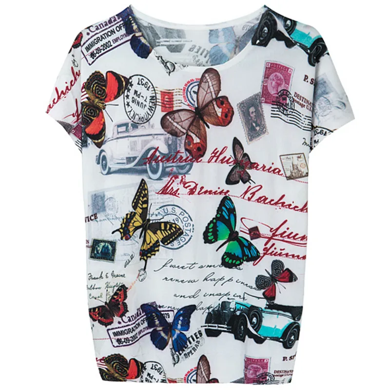 

Luxury Brand Design Printed Blouse Chemise Femme Shirt Tee Tops Batwing Sleeve Summer Fashion Women's Elegant Silk Shirt Blusas