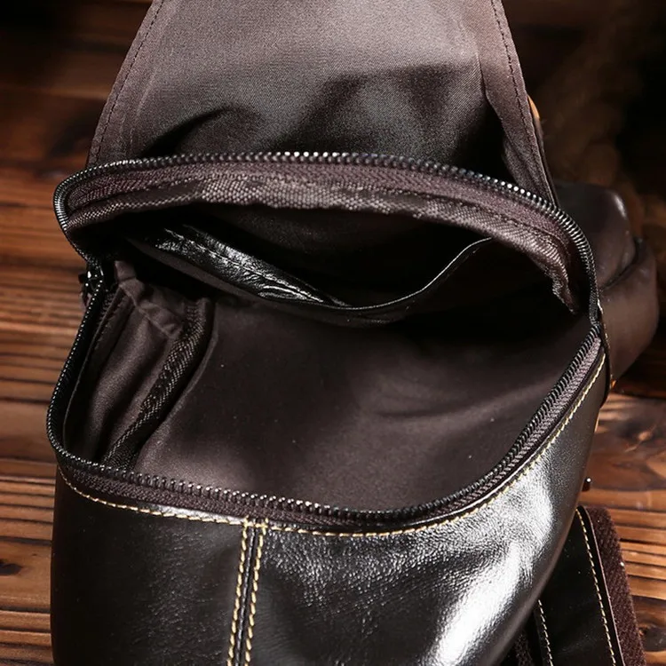 

Bun Leathen Chest Bag Oil Wax Leather Chest Small Backpack