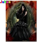 5D алмазная живопись сделай сам, женщина-вампир, вышивка крестиком, алмазная вышивка, узор, полная круглая мозаика стразы, темнота, Готическая леди