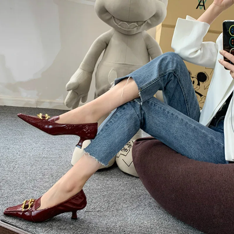 Туфли женские на высоком тонком каблуке романтичные туфли-лодочки из