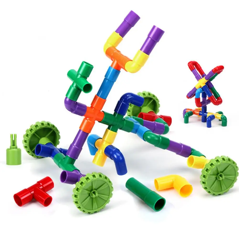 Juguetes sensoriales de tubos de juguete, bloques de construcción, educativo, STEM, juguetes de aprendizaje con Whee, 42 piezas